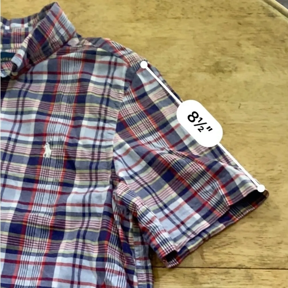 Ralph‎ Lauren Polo Boy’s Sz L (14-16) Plaid Cotton Oxford Short Sleeve Shirt